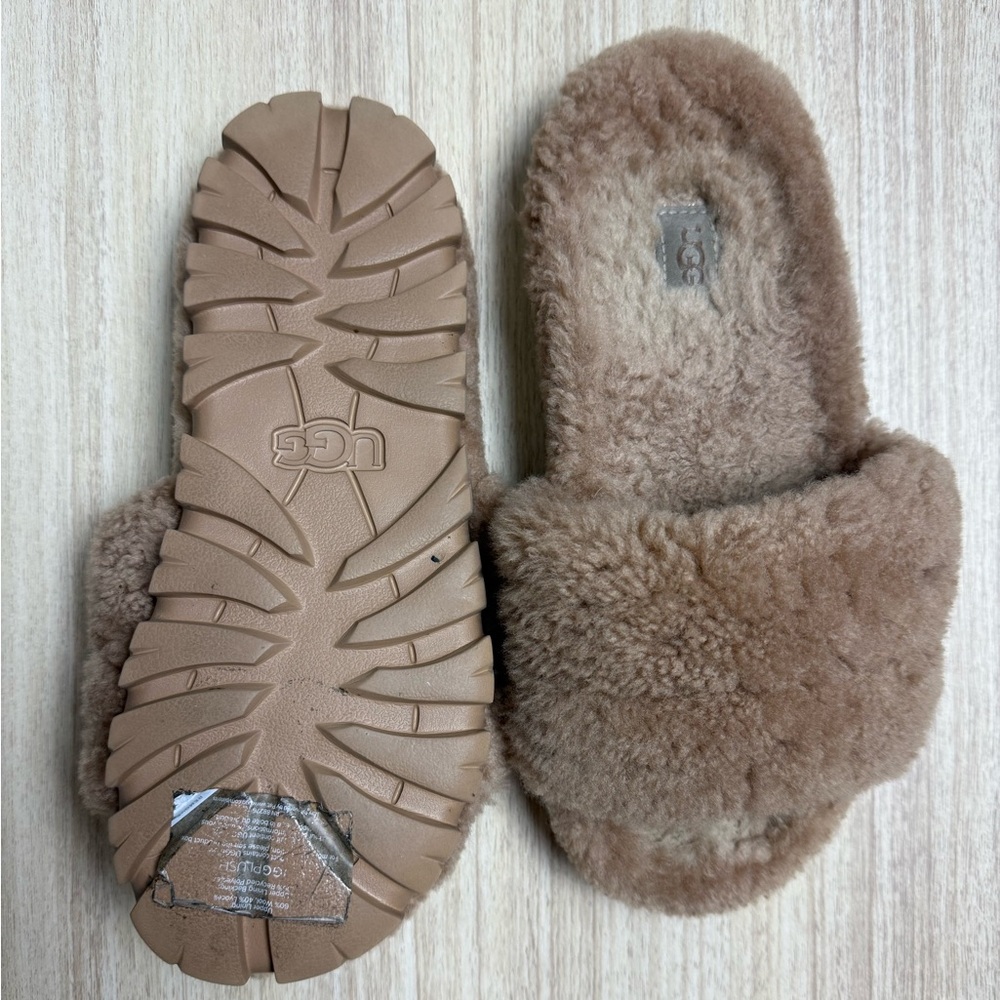 UGG - Cozetta Curly Genuine Shearling Slide Slipper - Tan - Sz 8 - Picture 5 of 5